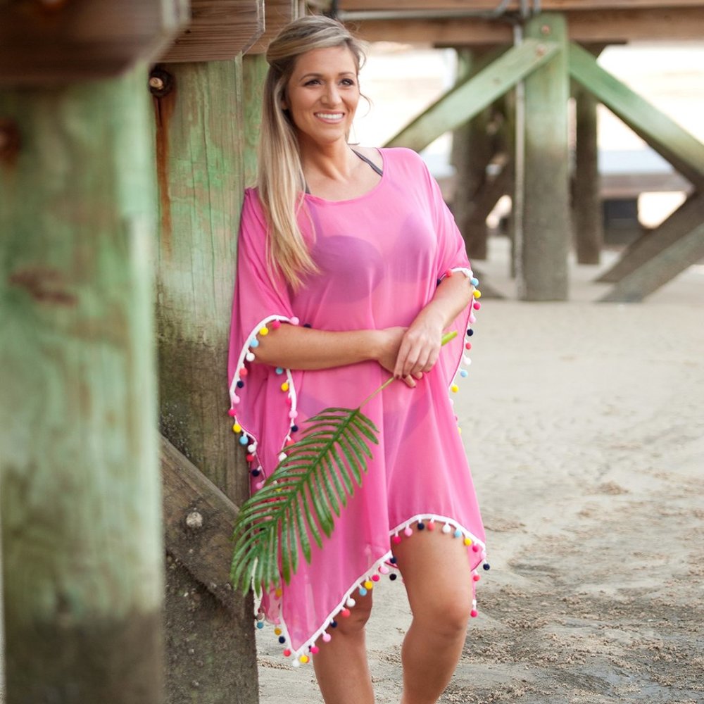 **NWT** Hot Pink Pom Pom Cover Up